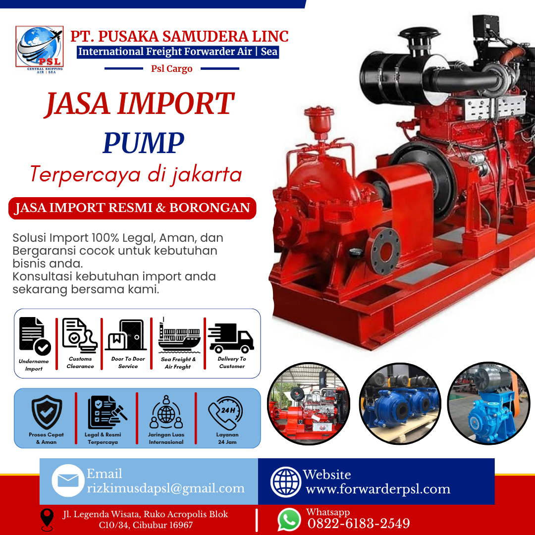 Jasa Import Pump Door To Door Terpercaya